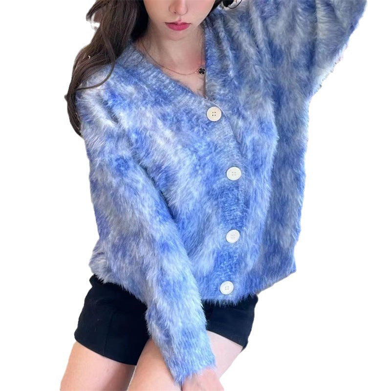 Women's Thick Loose Gradient Mink Sweater Coat