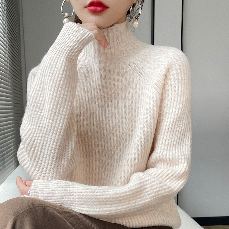 Pure Wool Half Turtleneck Pullover Solid Color Simple Bottoming Sweater