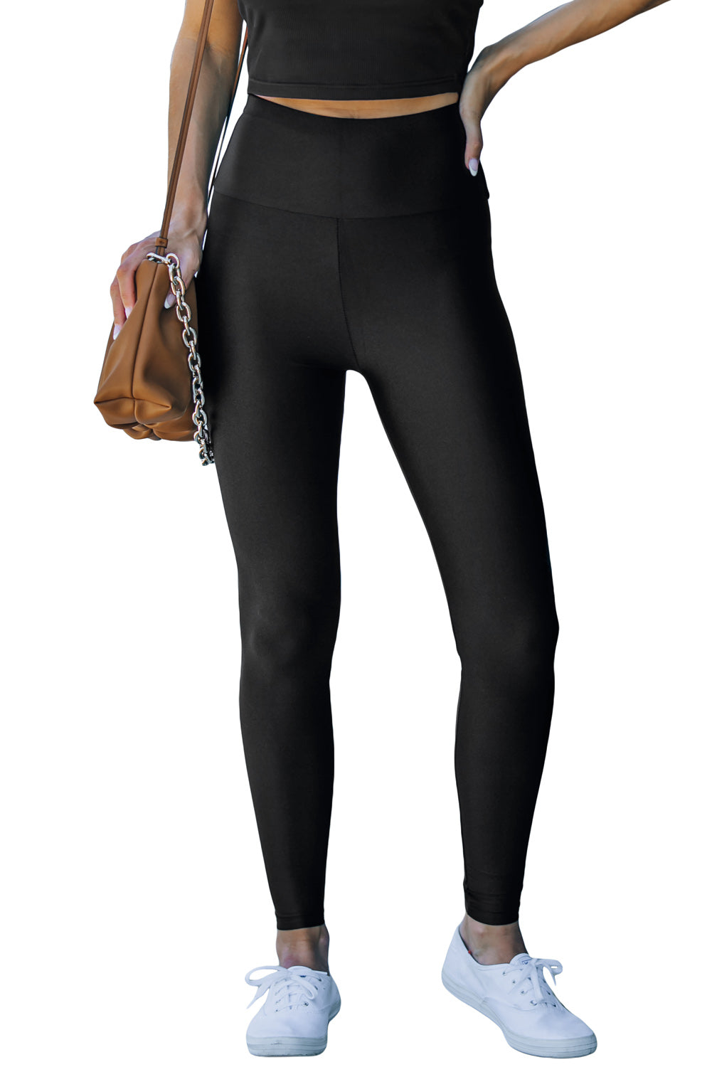 Legging moulant taille haute noir avec serre-taille