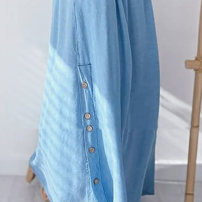 Women's Fashionable Simple Pure Blue Off-shoulder Denim Skirt