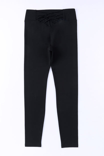 Legging taille haute noir croisé avec contrôle du ventre