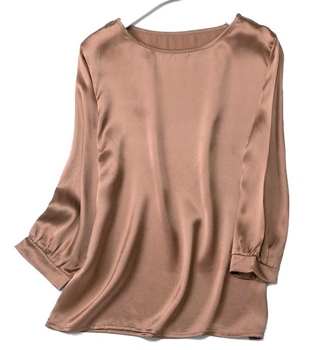 Chemise en satin brillant avec perles de soie et ver à soie haut de gamme