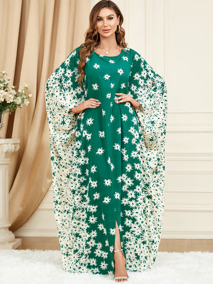 Robe manches chauve-souris mode ample grande taille vert