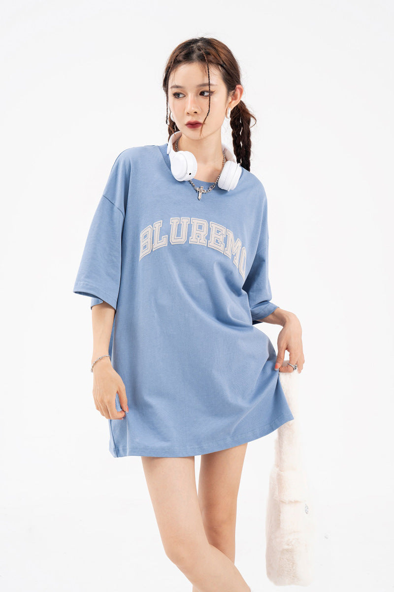 Female Simple Loose And Versatile Letter Print Short-sleeve