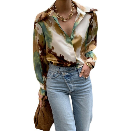 Printed Loose Casual Long-Sleeved Shirt Top