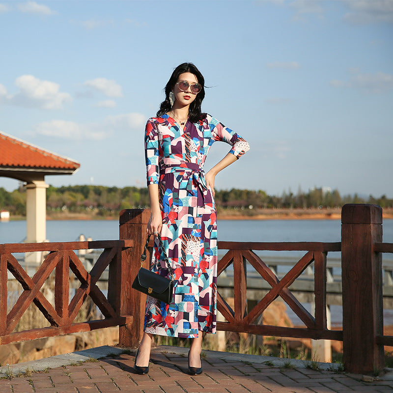 Vestido ajustado de cintura alta adelgazante para mujer, para vacaciones en la playa