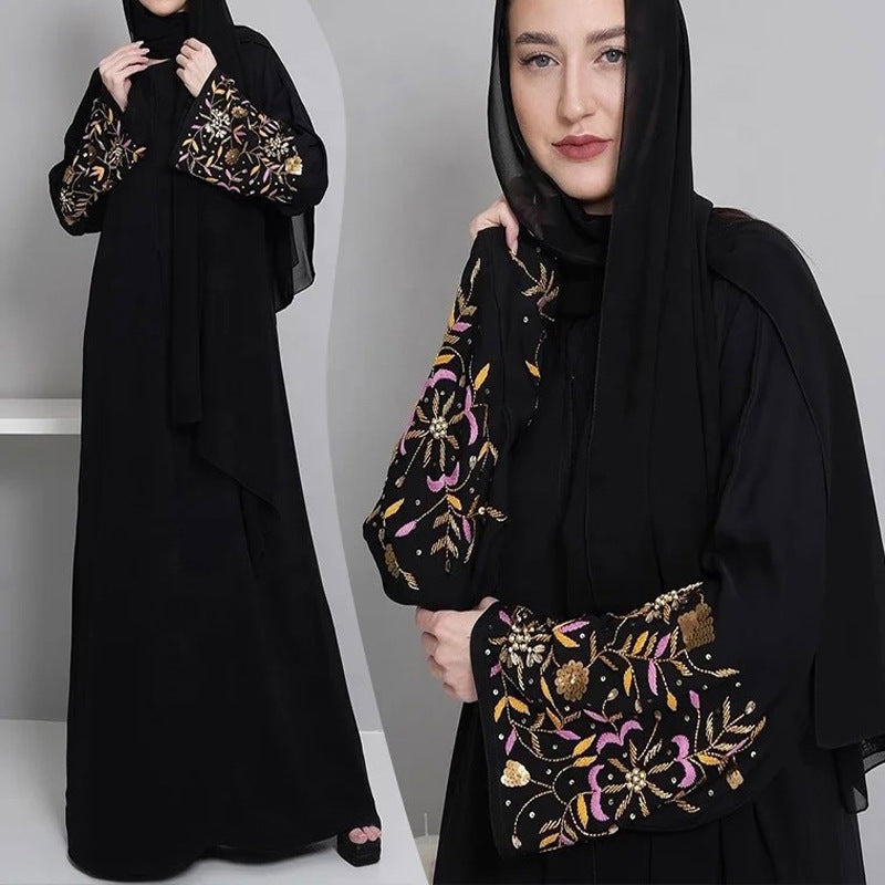 Women's Embroidered Flower Elegant Cardigan Robe