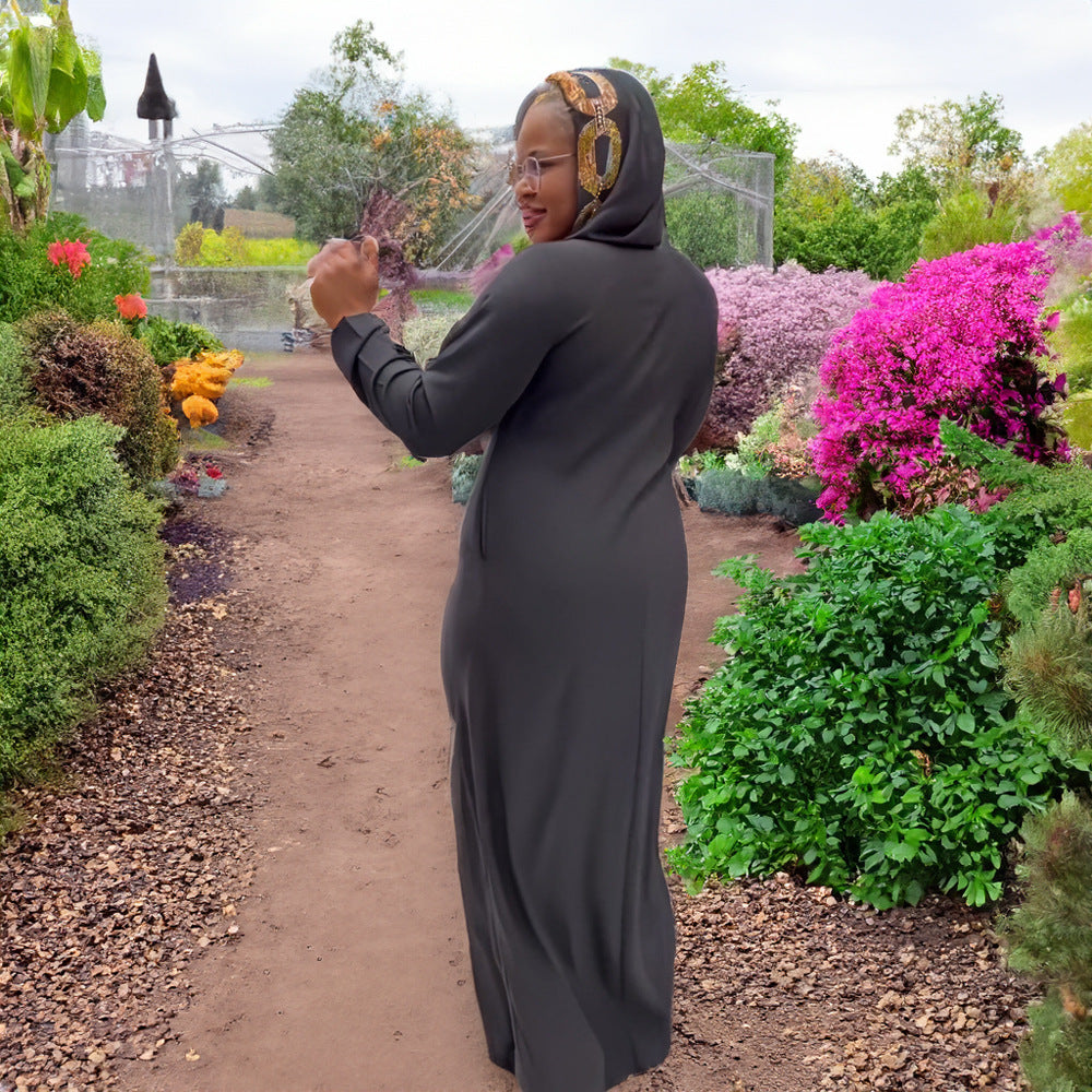 Vestido de bata de mujer africana negro