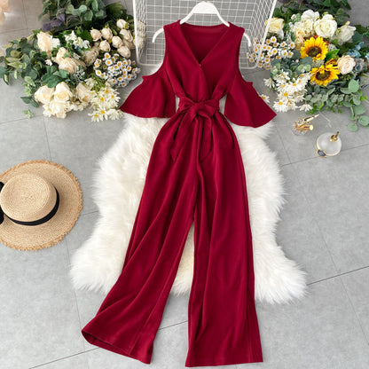 Neck strapless sexy bandage jumpsuit