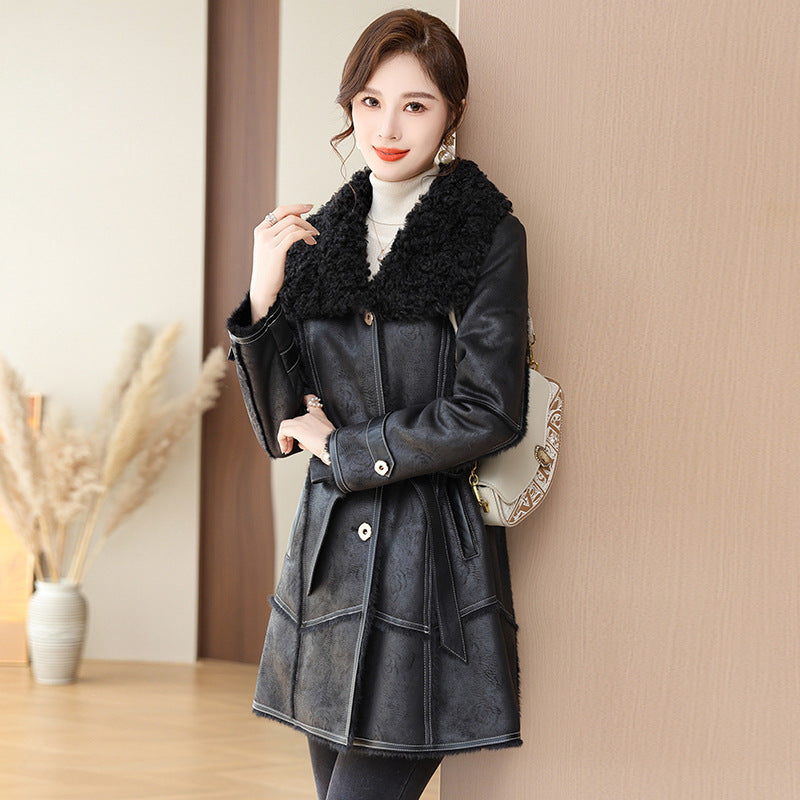 Female Winter Mid-length Coat Mink Velvet Coat