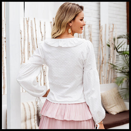 Ruffled Loose Casual All-Match Long-Sleeved Shirt