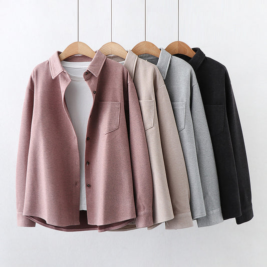 Lapel Sweater New Style Long-sleeved Outer Wear Shirt Women