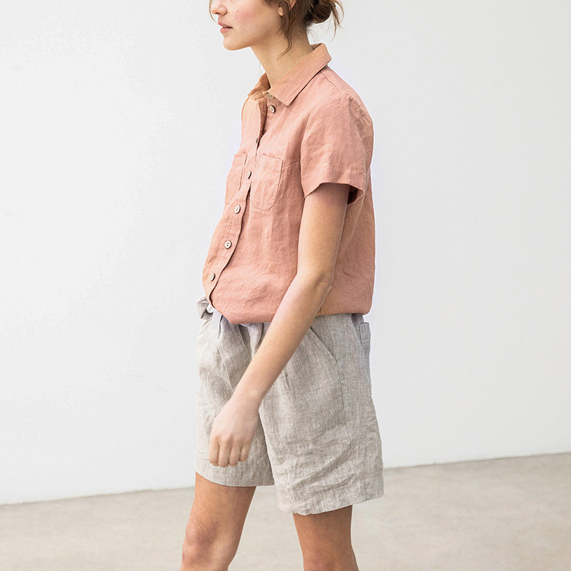 Linen Niche Casual Solid Color Shirt