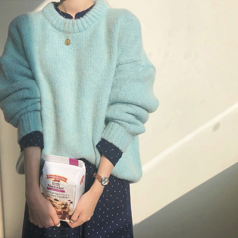 Retro Hedging Thickened Autumn And Winter Loose Slim Knit Sweater