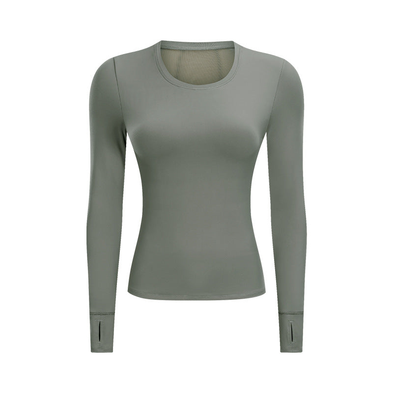 Long sleeve yoga suit with chest pad