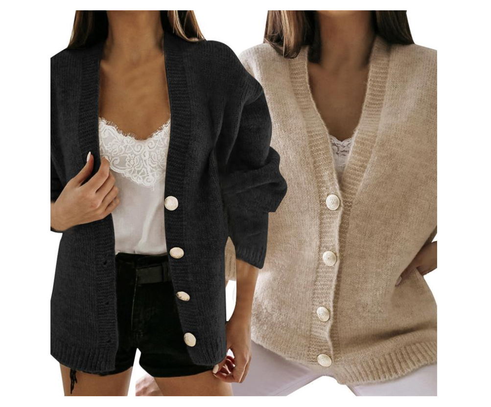 Jacket V-neck Button Cardigan Women's Casual Knitting