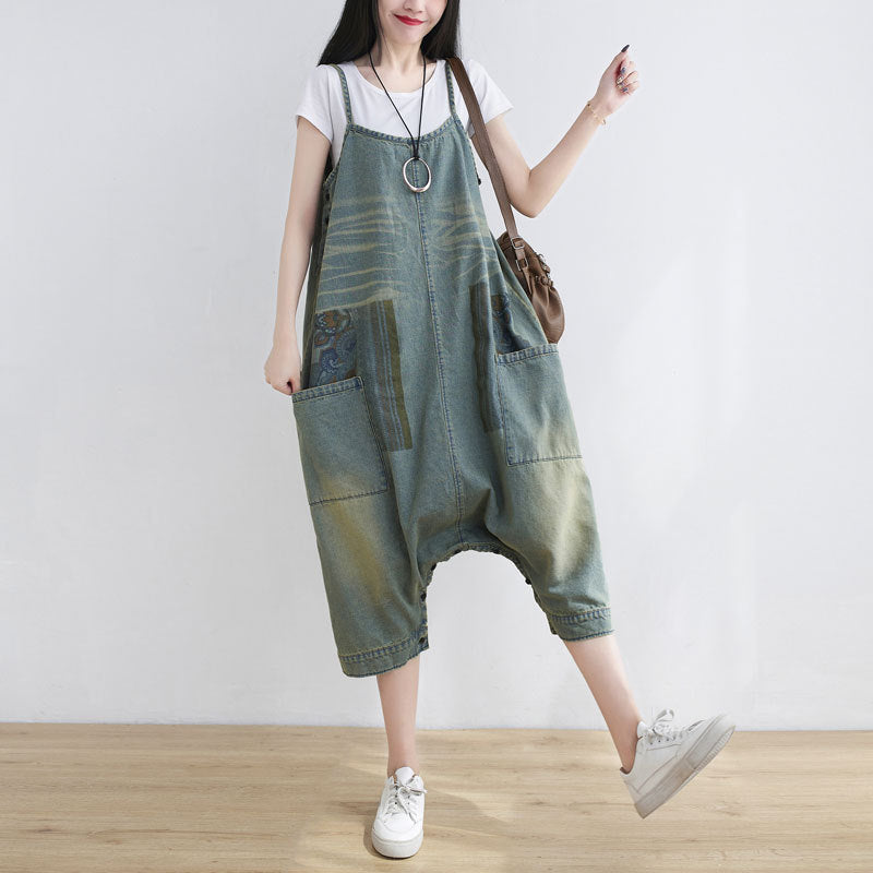 Large Size Loose Crotch Two Wear Culottes Overalls