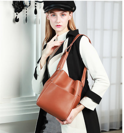 Original Fashion One-shoulder Soft Leather Bucket Bag