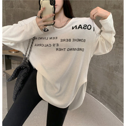 Long Sleeve T-shirt Versatile Side Split Undercoat