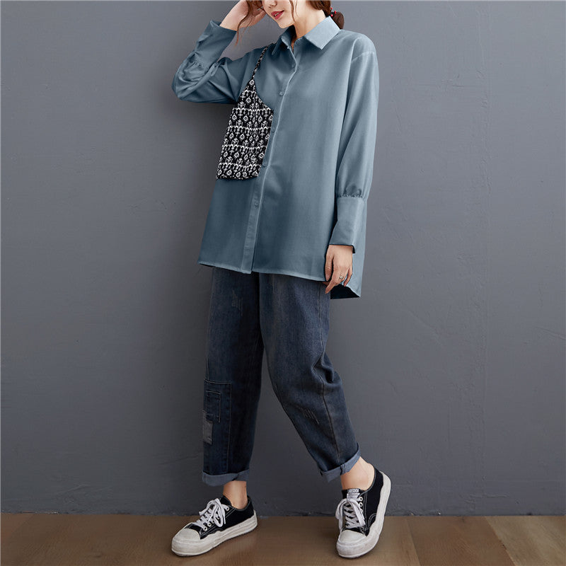 Stitching Fake Two-piece Long-sleeved Shirt Women