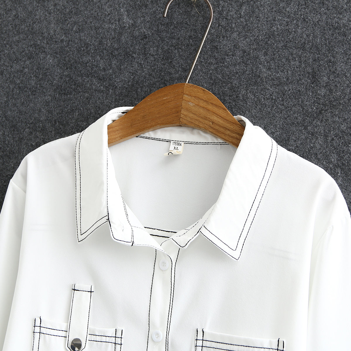 Hong Kong style top line pocket long sleeve shirt