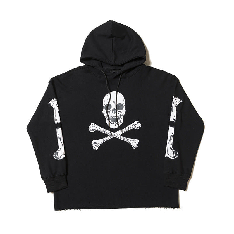 Statement Skull Pattern Hooded Sweater Jacket