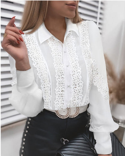 Women's Spring New Lace Long Sleeve Shirt