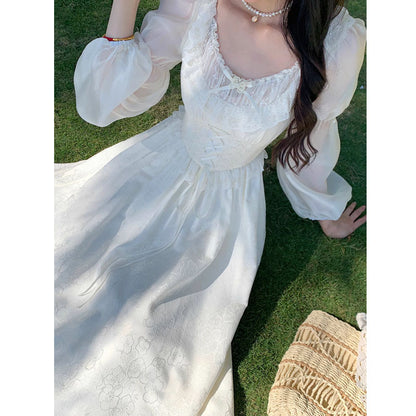 Sweet Long Sleeve Waist-tight Temperament Classic Style Princess Dress