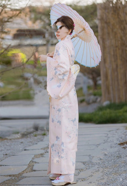 Kimono Femme Tenue De Soirée Traditionnelle Rétro Rose Style Japonais