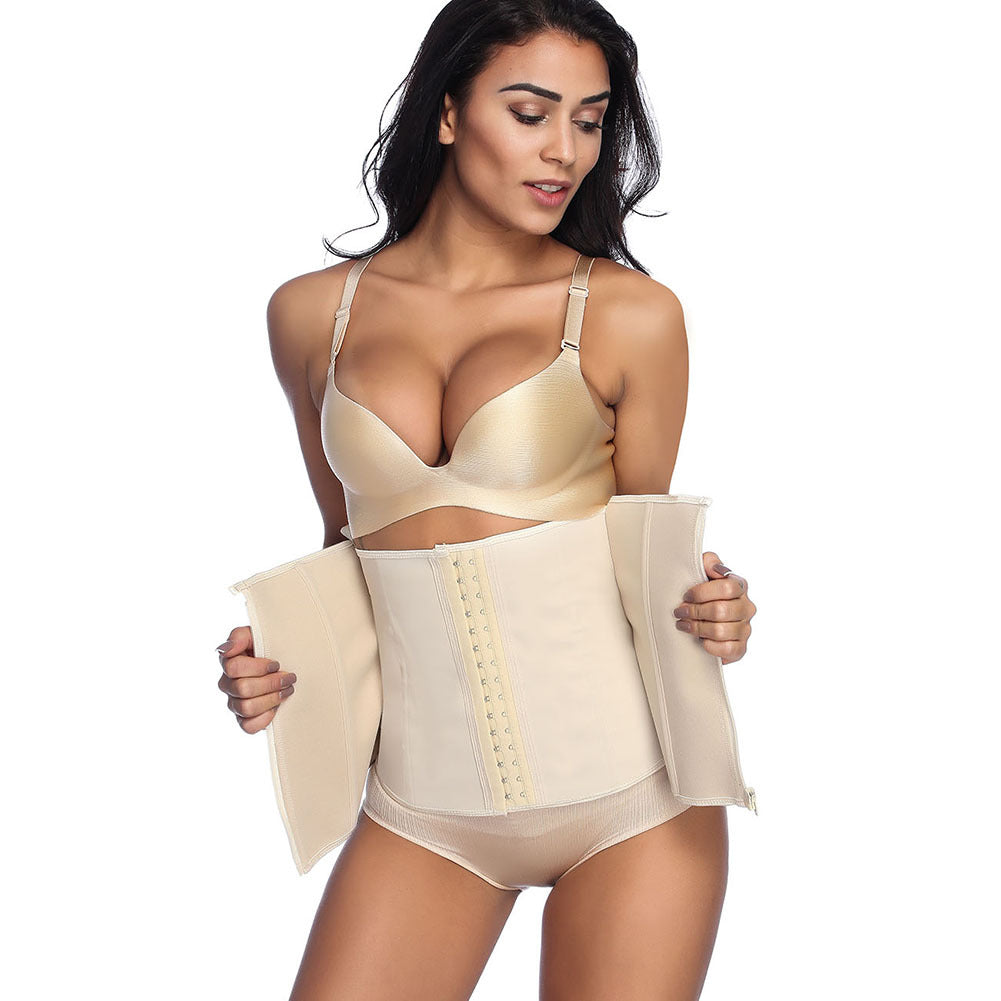 3-Breasted + zipper double layer natural latex corset