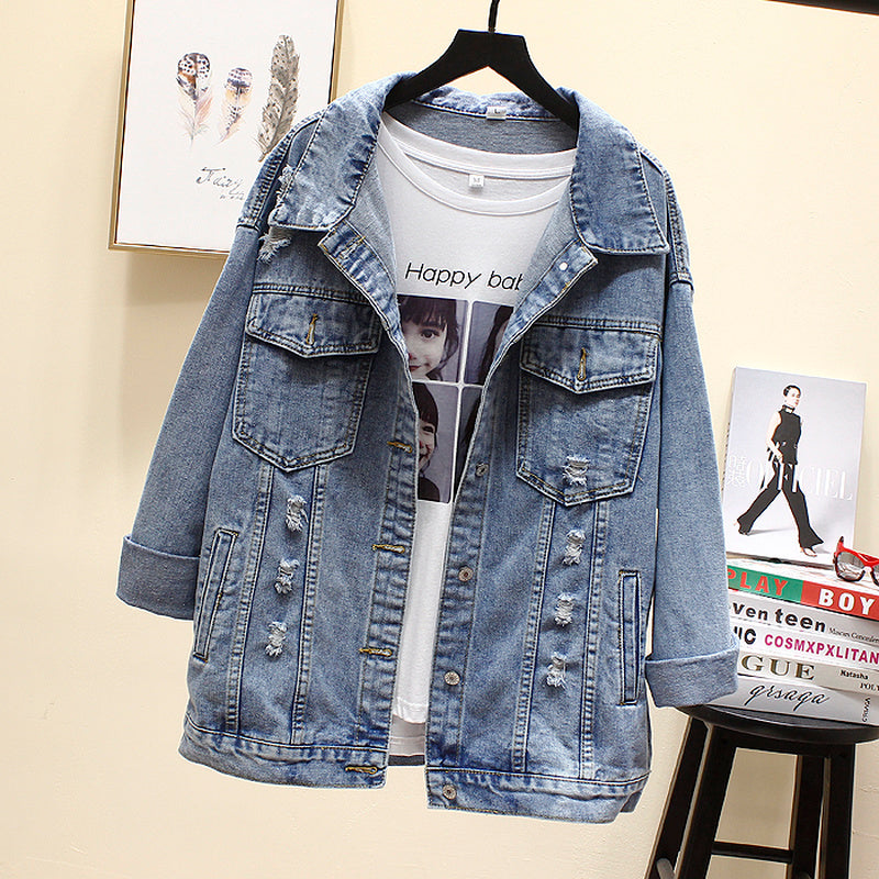 Loose denim jacket top