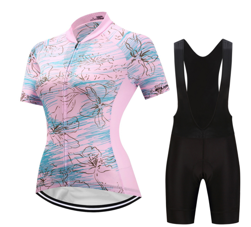 Short Sleeve Cycling Jersey - PinkCherryBlossom