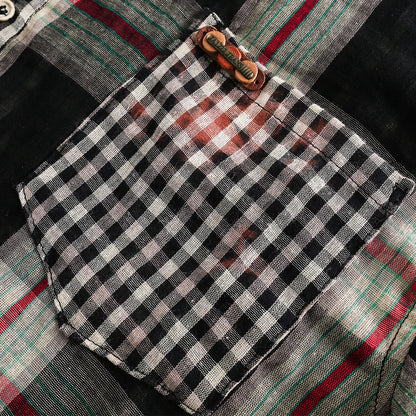 Camisa a cuadros para mujer, Top informal de solapa de manga larga con costuras falsas de dos piezas, primavera y otoño