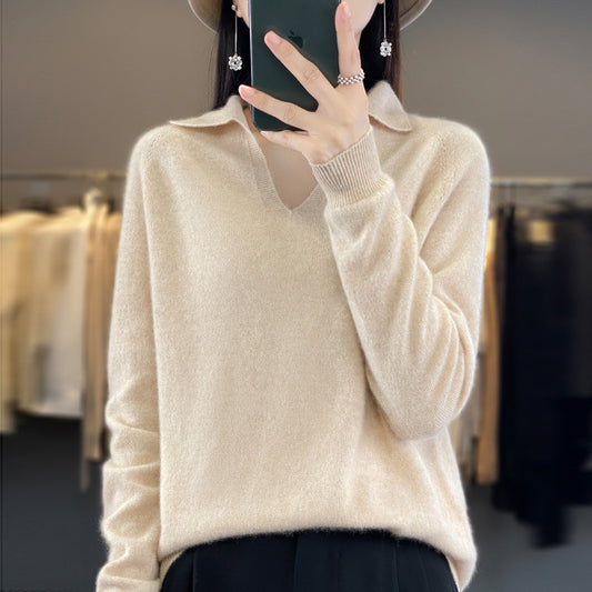 Pure Wool Idle Style Knitted Bottoming Shirt High-grade Top