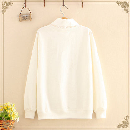 Japanese style lapel print moon rabbit long sleeves