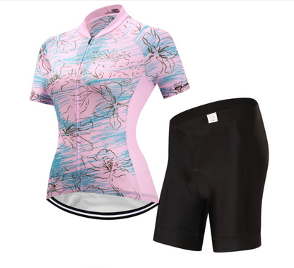 Short Sleeve Cycling Jersey - PinkCherryBlossom