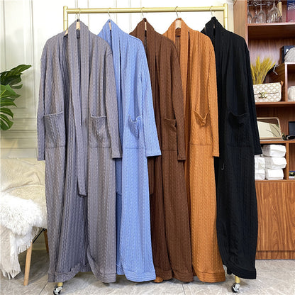 Round Edge Cardigan Sweater Muslim Long Jacket