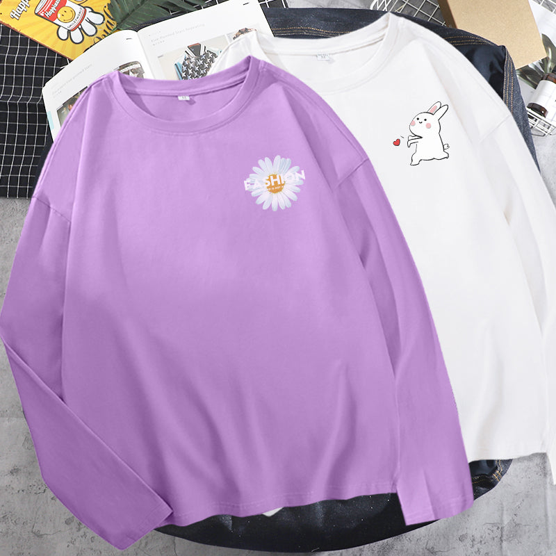 Camiseta de manga larga de algodón para mujer.