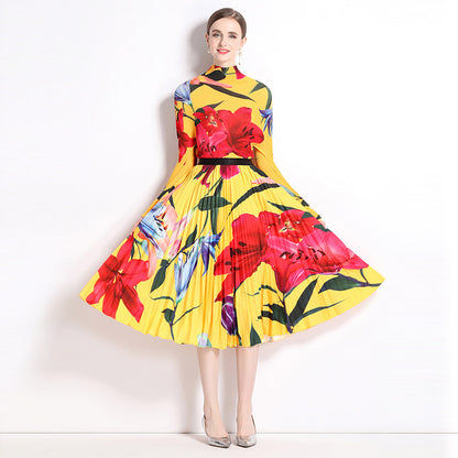 Printed Pleated Fashion Suit Women