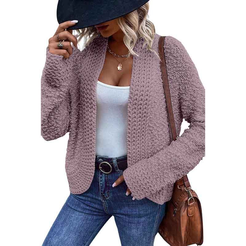 Simple Solid Color Outerwear Knitwear For Women