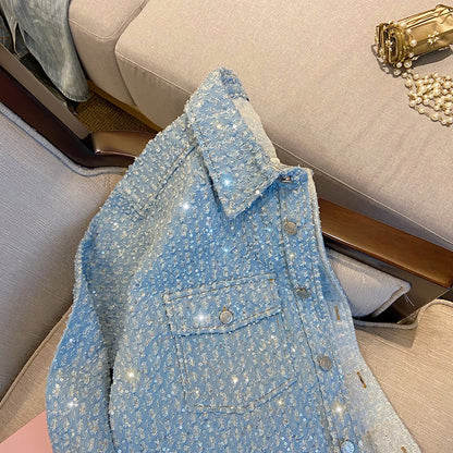 Women's Loose Casual Sequin Short Jacket