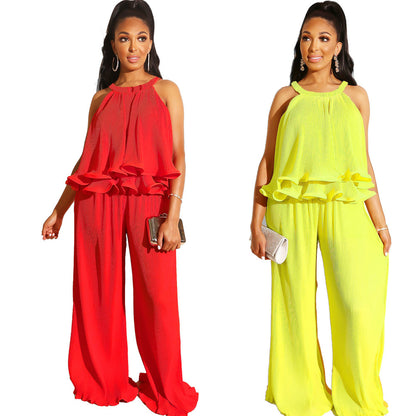 Women's Summer Casual Solid Color Two Piece Suit