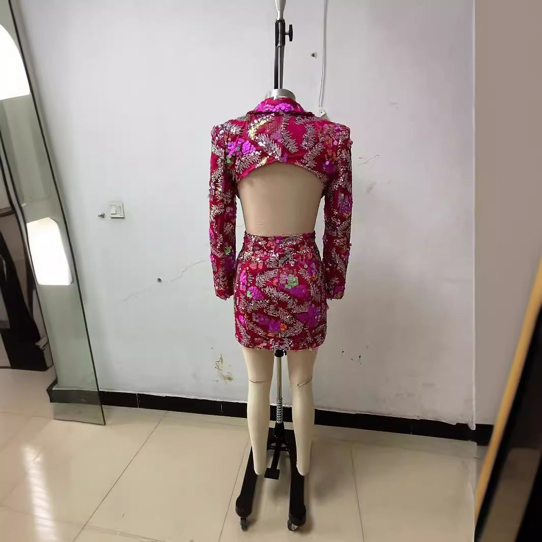 Vestido casual de moda con espalda descubierta y estampado floral para mujer