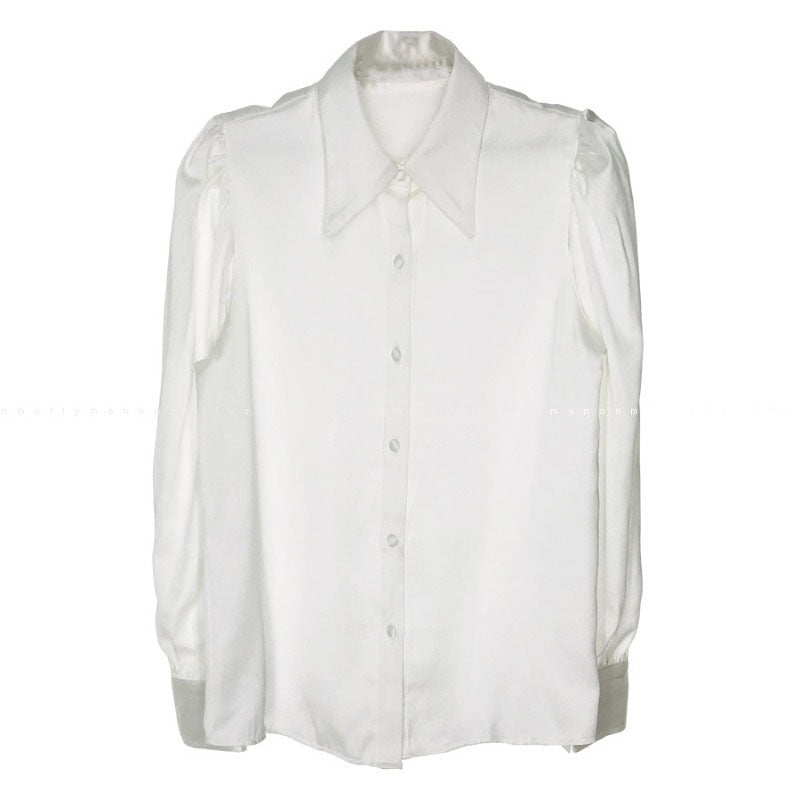 Puff Sleeve Lapel Loose All-match Shirt Blouse Women