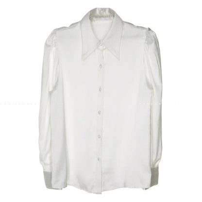 Puff Sleeve Lapel Loose All-match Shirt Blouse Women