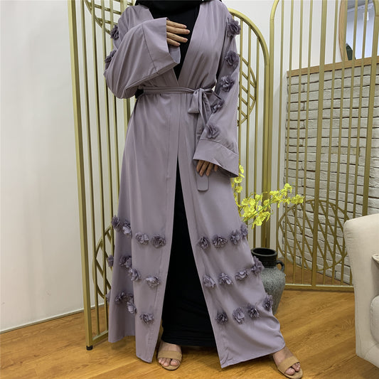 Women's Loose Cardigan Three-dimensional Floral Lace Up Robe