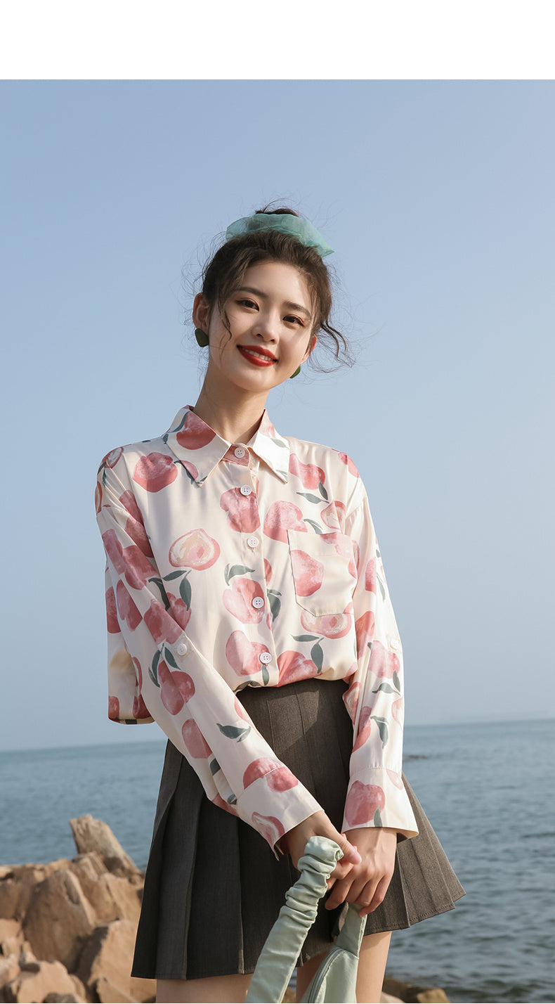 Chemise à fleurs en mousseline de soie à manches longues pour femmes, Style rétro de Hong Kong, printemps