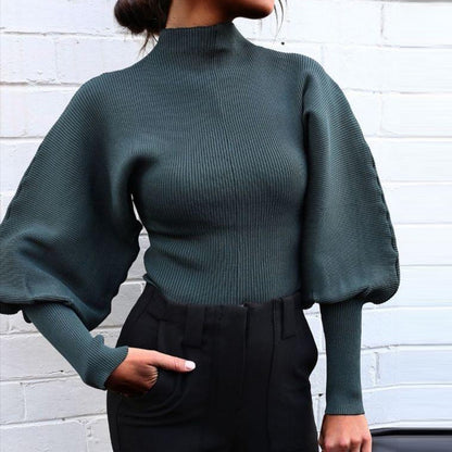 Knitted half turtleneck sweater