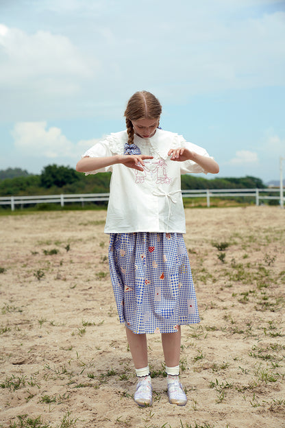 Lace collar embroidery short sleeve