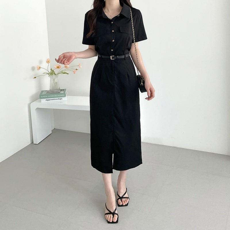 Long Slit Dress With Belt Female